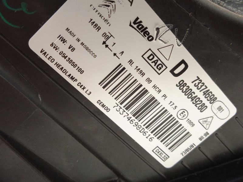 Recambio de faro derecho para citroën c4 iii 1.2 referencia OEM IAM 9830649280  73374698