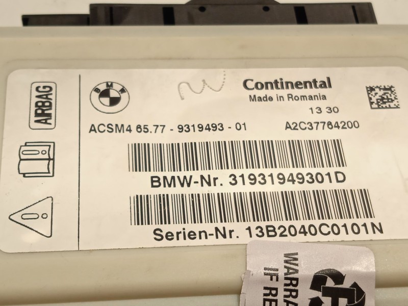 Recambio de centralita airbag para bmw 5 touring (f11) 520 d referencia OEM IAM 65779319493 31931949301D A2C37764200