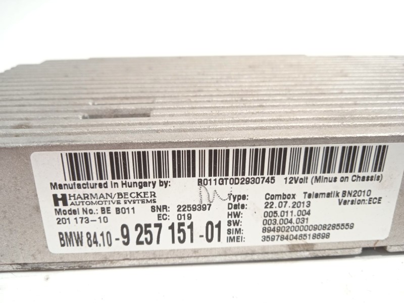 Recambio de modulo electronico para bmw 5 touring (f11) 520 d referencia OEM IAM 84109257151  