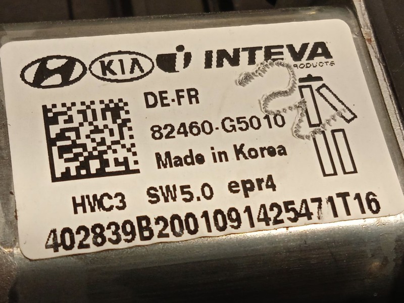 Recambio de elevalunas delantero derecho para kia niro referencia OEM IAM 82480G5110 82460G5010 