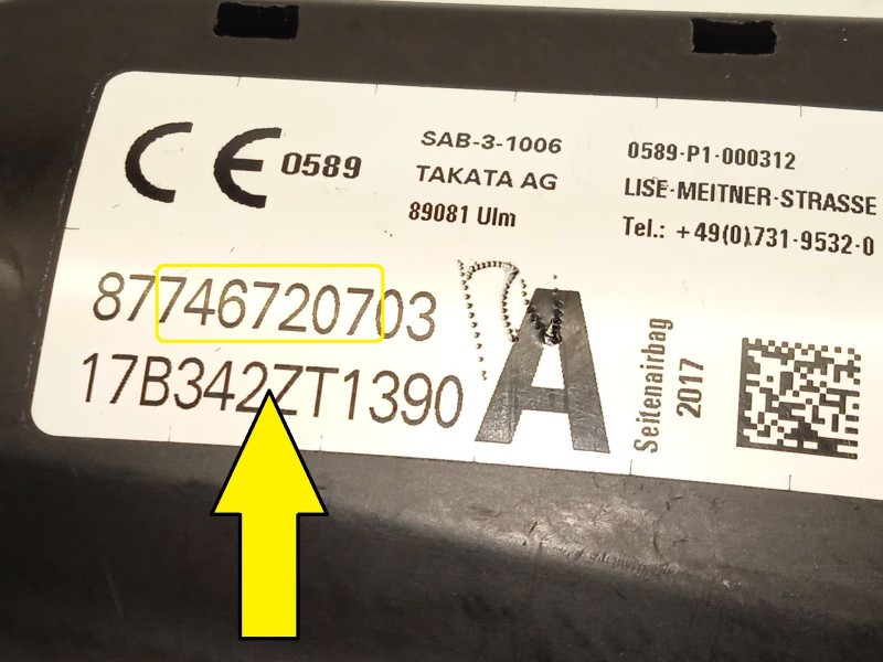 Recambio de airbag lateral izquierdo para bmw x6 (f16, f86) xdrive 30 d referencia OEM IAM 7467207 72127467207 