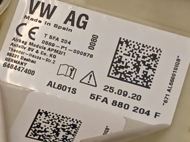 Recambio de kit airbag para seat leon (kl1, klg) 1.0 tsi referencia OEM IAM 5FB857003K4PK 5FA880204F 5FA880201NMNC