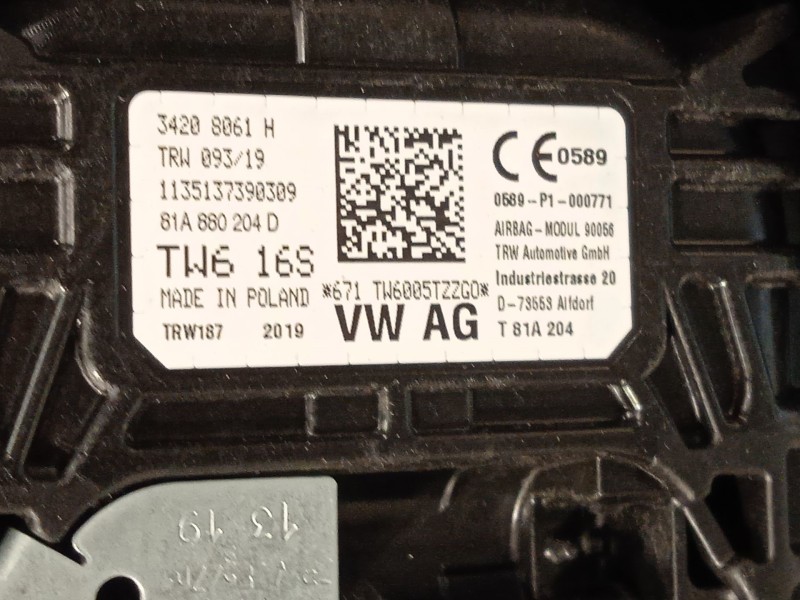 Recambio de kit airbag para audi q2 (gab, gag) 35 tfsi referencia OEM IAM 81B857001Q24A 81A880201P6PS 81A880204D