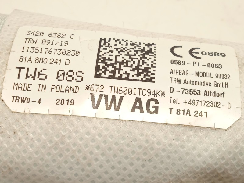 Recambio de airbag lateral izquierdo para audi q2 (gab, gag) 35 tfsi referencia OEM IAM 81A880241D  