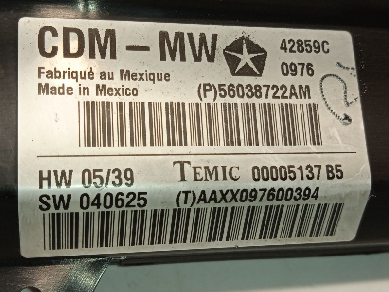 Recambio de centralita confort para chrysler 300c (lx, le) 3.0 crd referencia OEM IAM 56038722AM K56038722AM 