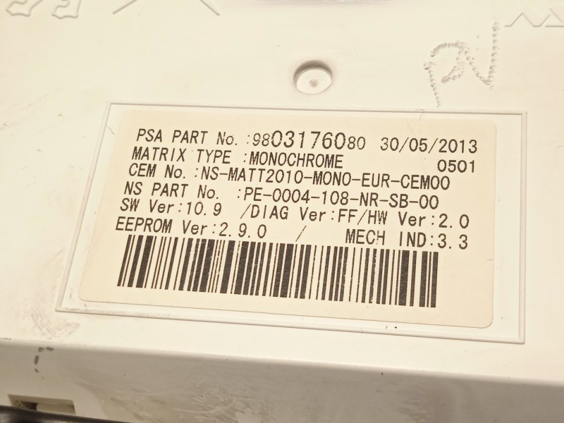 Recambio de cuadro instrumentos para citroën ds5 1.6 hdi 115 referencia OEM IAM 9806017780 9803176080 