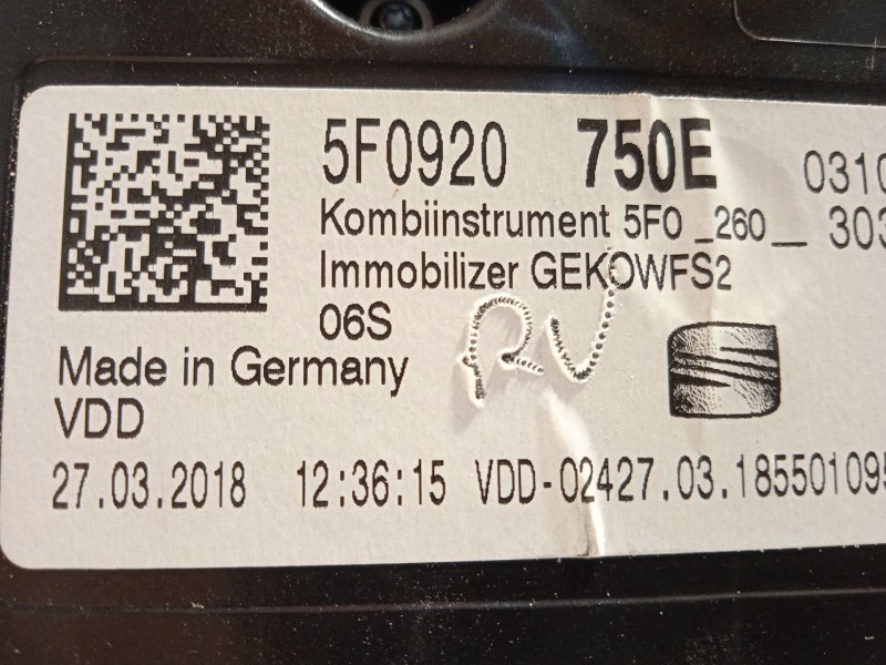 Recambio de cuadro instrumentos para seat ateca (kh7, khp) 1.4 tsi referencia OEM IAM 5F0920750E  