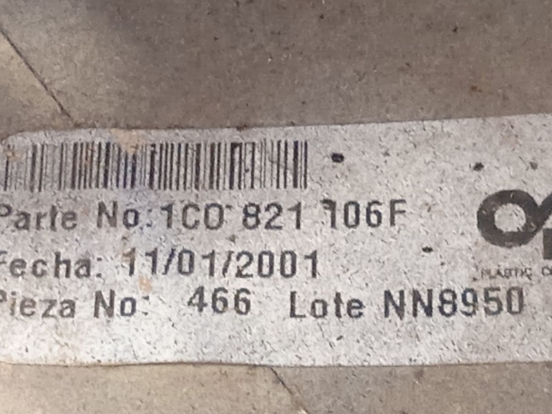 Recambio de aleta delantera derecha para volkswagen new beetle (9c1, 1c1) 1.6 referencia OEM IAM 1C0821106F 1C0821106FGRU 