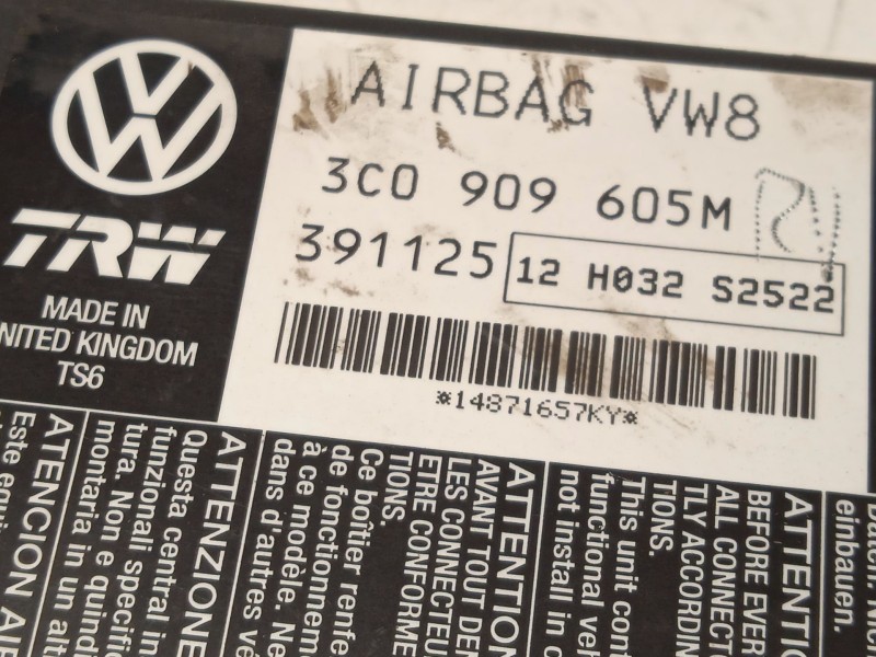 Recambio de centralita airbag para volkswagen passat b6 (3c2) 2.0 tdi referencia OEM IAM 3C0909605M 3C0909605M00B 