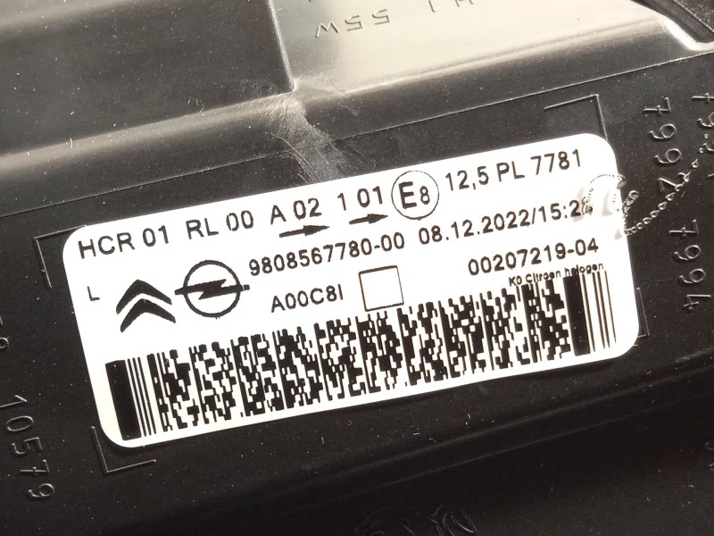 Recambio de faro izquierdo para citroën spacetourer autobús (v_) 1.6 bluehdi 115 referencia OEM IAM 9808567780  