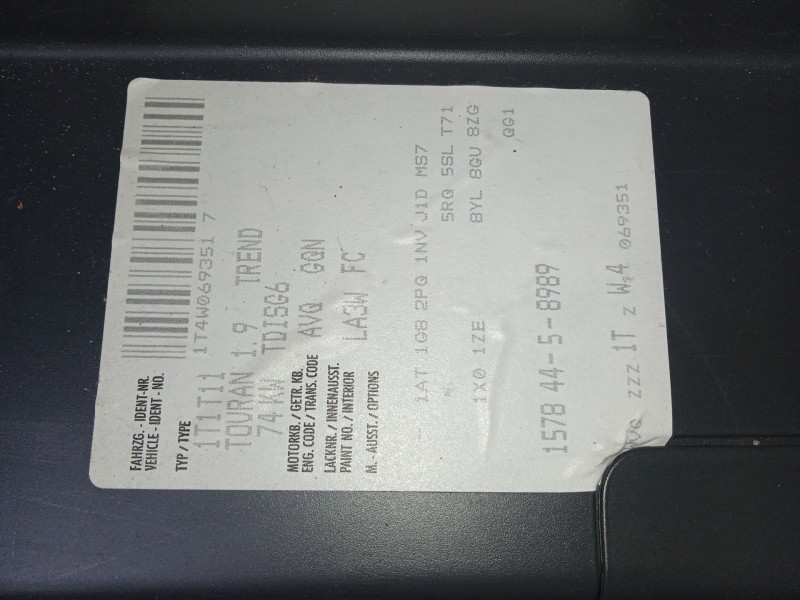 volkswagen touran (1t1, 1t2) del año 2003