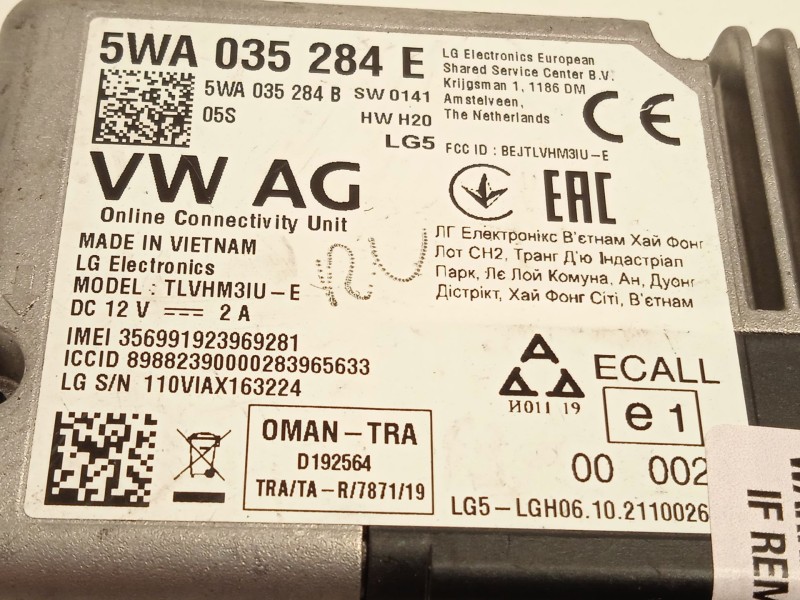 Recambio de modulo electronico para volkswagen tiguan (ad1, ax1) 2.0 tdi referencia OEM IAM 5WA035284E  