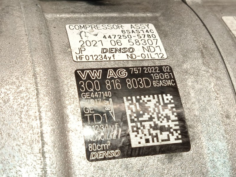 Recambio de compresor aire acondicionado para volkswagen tiguan (ad1, ax1) 2.0 tdi referencia OEM IAM 3Q0816803D  