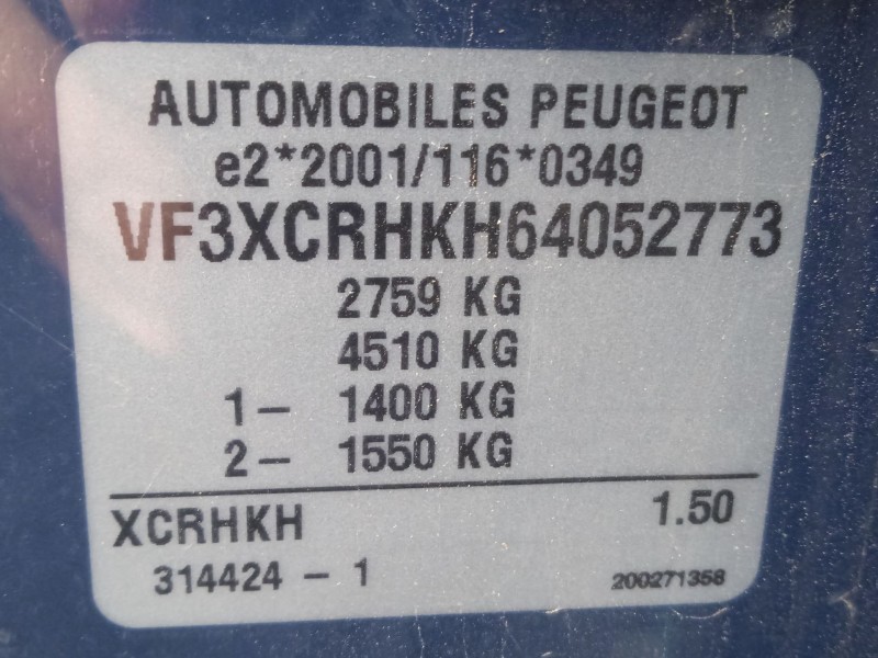 peugeot expert tepee (vf3x_) del año 2007