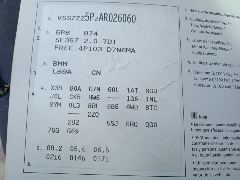 seat altea xl (5p5, 5p8) del año 2010