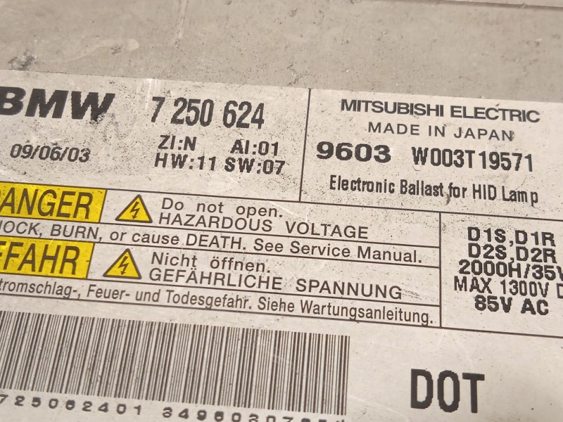Recambio de centralita faros xenon para bmw 3 (e90) 320 d referencia OEM IAM 7250624 63117318327 