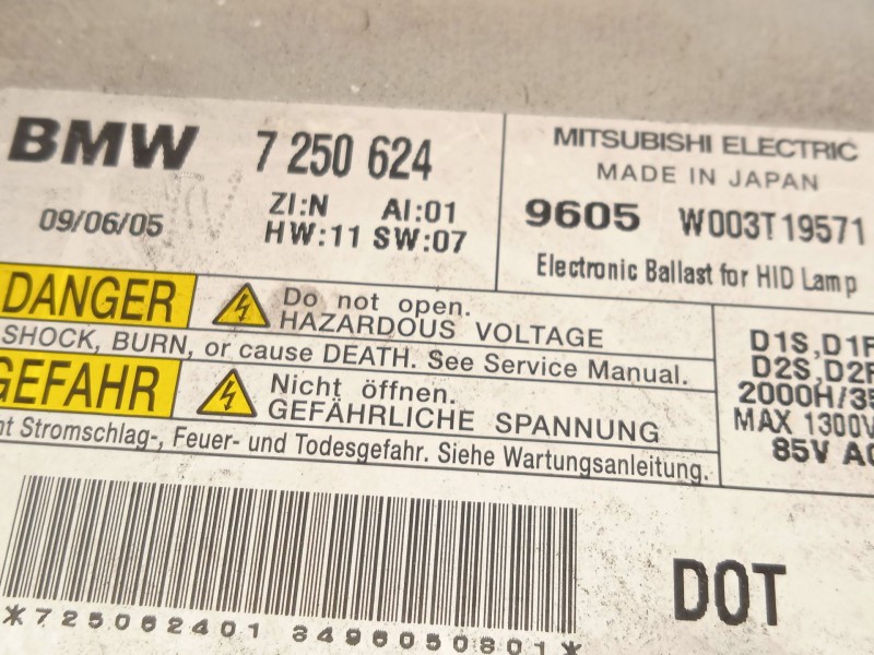 Recambio de centralita faros xenon para bmw 3 (e90) 320 d referencia OEM IAM 7250624 63117318327 