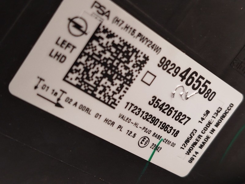 Recambio de faro izquierdo para opel corsa f (p2jo) 1.2 (68) referencia OEM IAM 9829465580  