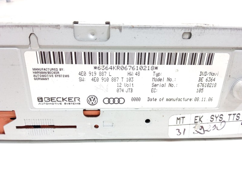 Recambio de sistema navegacion gps para audi a6 c6 (4f2) 2.7 tdi referencia OEM IAM 4E0919887L 4E0910887T 