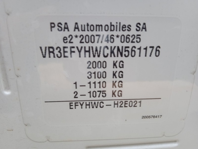 peugeot partner caja/chasis del año 2019