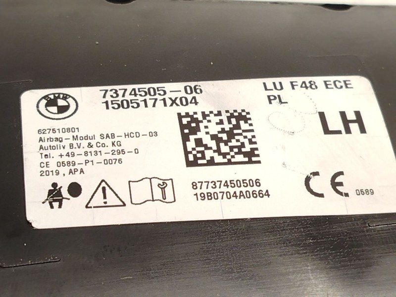 Recambio de airbag lateral izquierdo para bmw x1 (f48) sdrive 16 d referencia OEM IAM 7374505 72127374505 