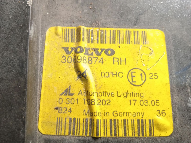 Recambio de faro derecho para volvo s40 ii (544) 2.0 d referencia OEM IAM 30698874  0301198202