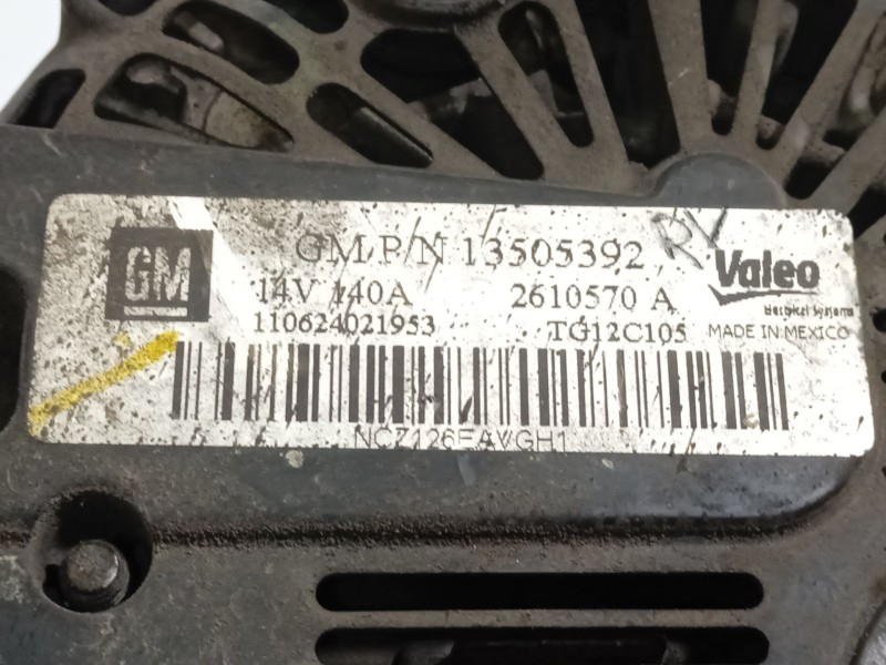 Recambio de alternador para chevrolet aveo hatchback (t300) 1.3 d referencia OEM IAM 13505392 TG12C105 2610570A