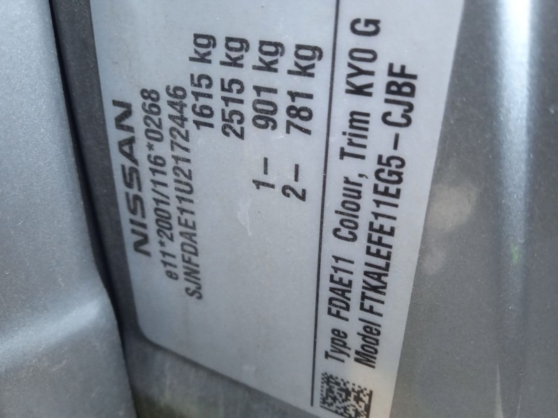 nissan note (e11, ne11) del año 2012