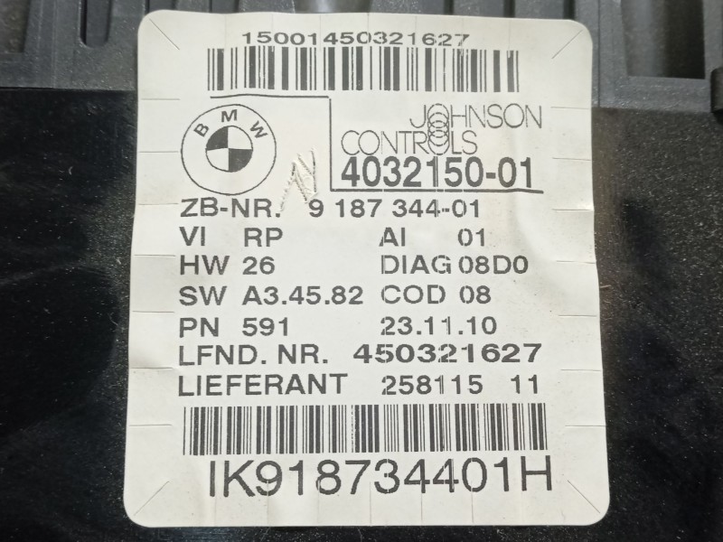 Recambio de cuadro instrumentos para bmw 3 touring (e91) 318 d referencia OEM IAM 9187344 62109187344 403215001