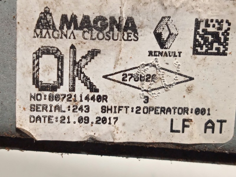 Recambio de elevalunas delantero izquierdo para dacia sandero ii tce 90 (b8m1, b8ma) referencia OEM IAM 807211440R  