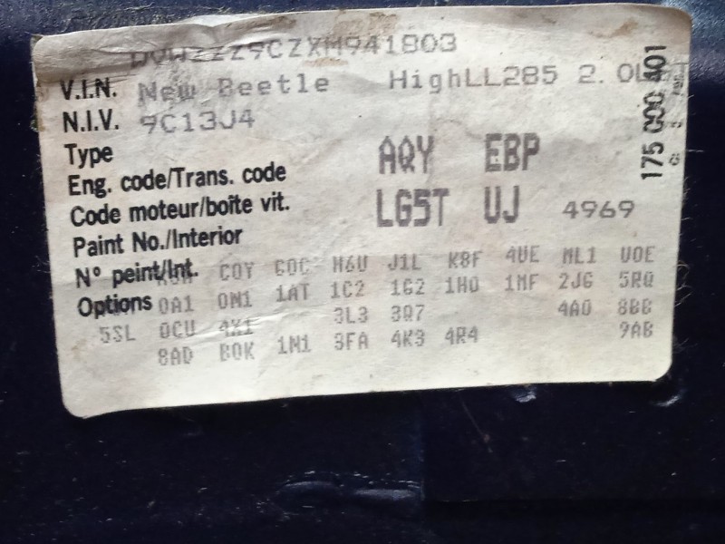 volkswagen new beetle (9c1, 1c1) del año 2000