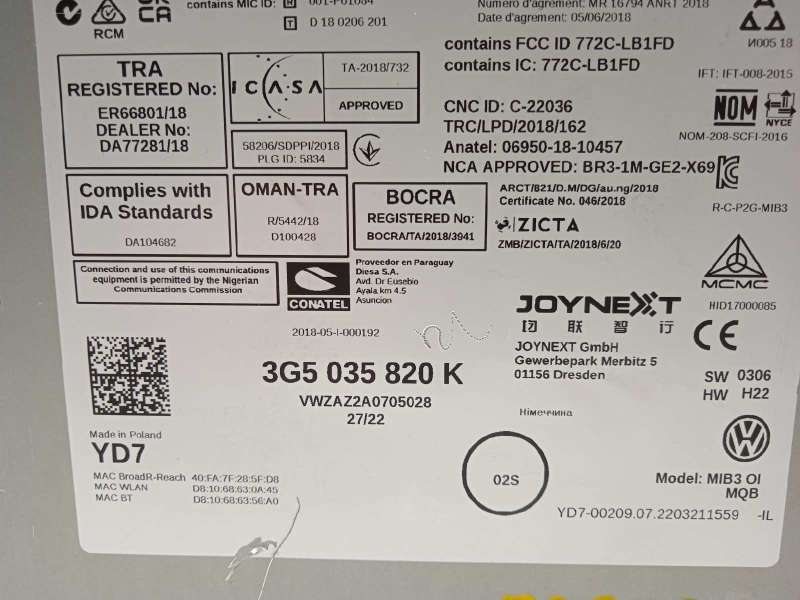 Recambio de sistema navegacion gps para volkswagen t6.1 caravelle (sh) 2.0 tdi referencia OEM IAM 3G5035820K - Azul 4