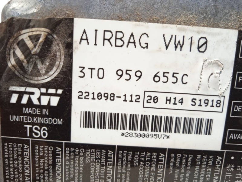 Recambio de centralita airbag para skoda suberb (3t4) ambition referencia OEM IAM 3T0959655C 3T0959655CLA8 