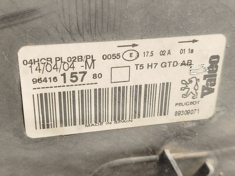 Recambio de faro izquierdo para peugeot 307 sw (3h) 2.0 hdi 110 referencia OEM IAM 9641615780 6204Z3 
