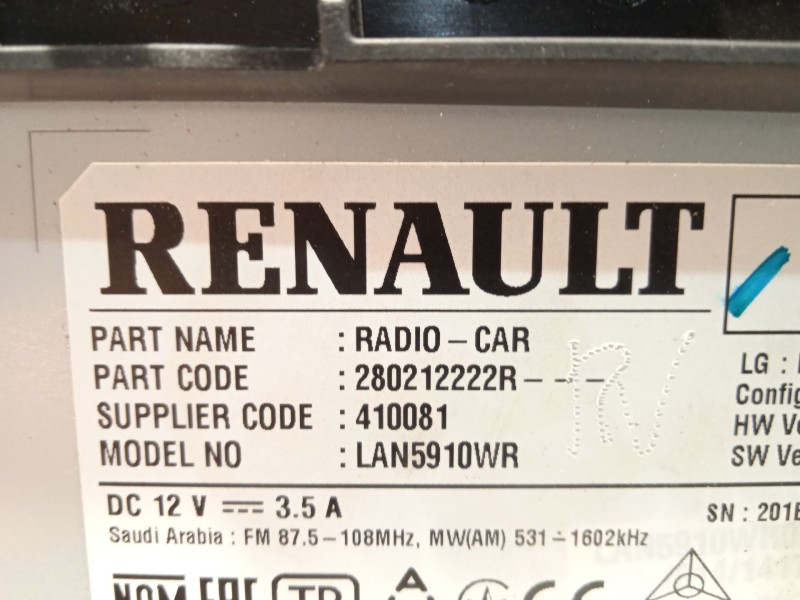 Recambio de sistema audio / radio cd para dacia sandero iii 1.0 tce 90 referencia OEM IAM 280212222R  