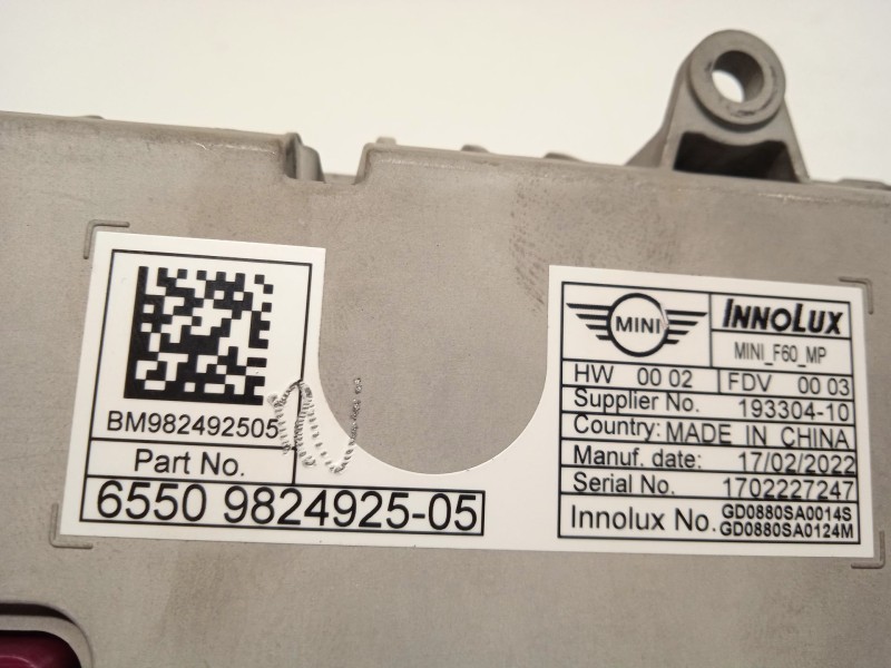 Recambio de pantalla multifuncion para mini mini (f55) cooper referencia OEM IAM 9824925 65509824925 