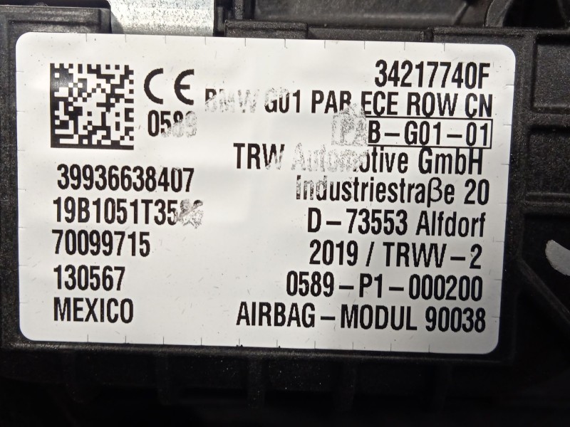 Recambio de kit airbag para bmw x4 (g02, f98) xdrive 25 d referencia OEM IAM 51457937294 72119366384 32307855724