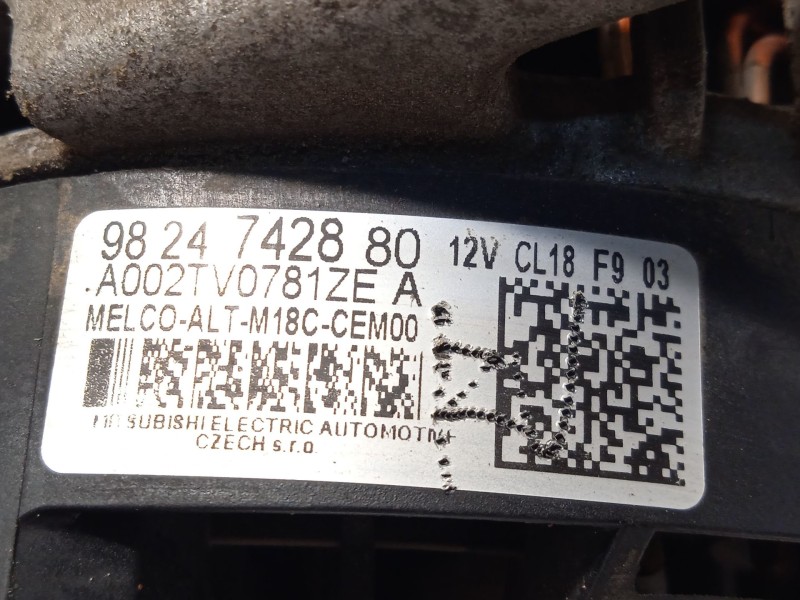 Recambio de alternador para peugeot boxer furgoneta 2.0 bluehdi 130 referencia OEM IAM 9824742880  A002TV0781ZE