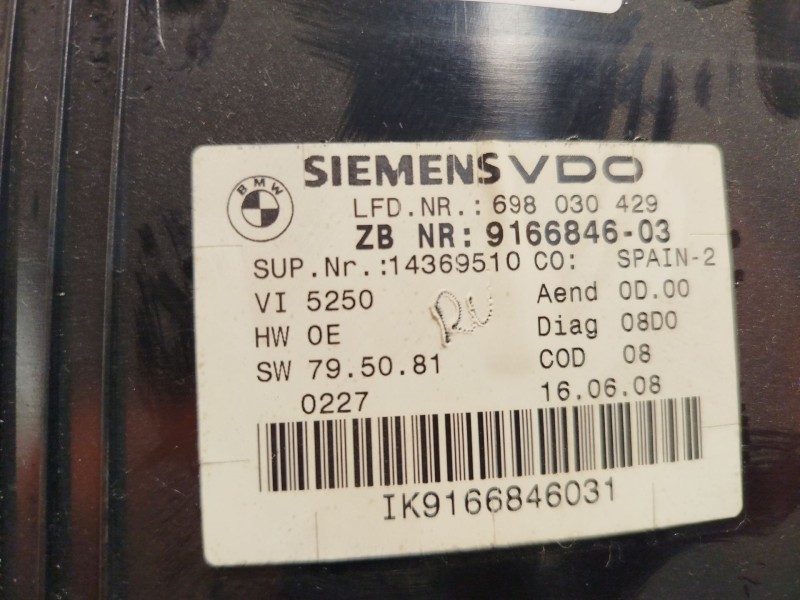 Recambio de cuadro instrumentos para bmw 3 coupé (e92) 320 d referencia OEM IAM 9166846 62109316127 62109166846