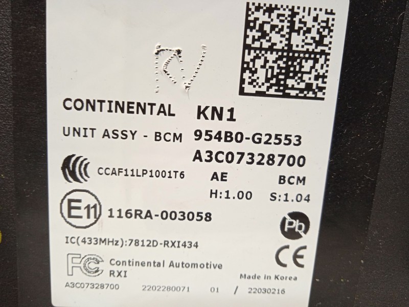 Recambio de centralita confort para hyundai ioniq (ae) 1.6 gdi hybrid referencia OEM IAM 954B0G2553  