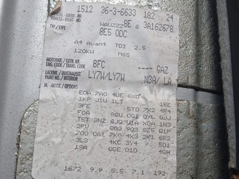 audi a4 b6 avant (8e5) del año 2007