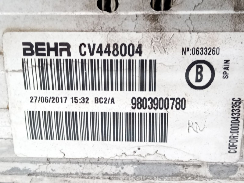 Recambio de intercooler para peugeot 2008 i (cu_) 1.6 bluehdi 120 referencia OEM IAM 9803900780  CV448004