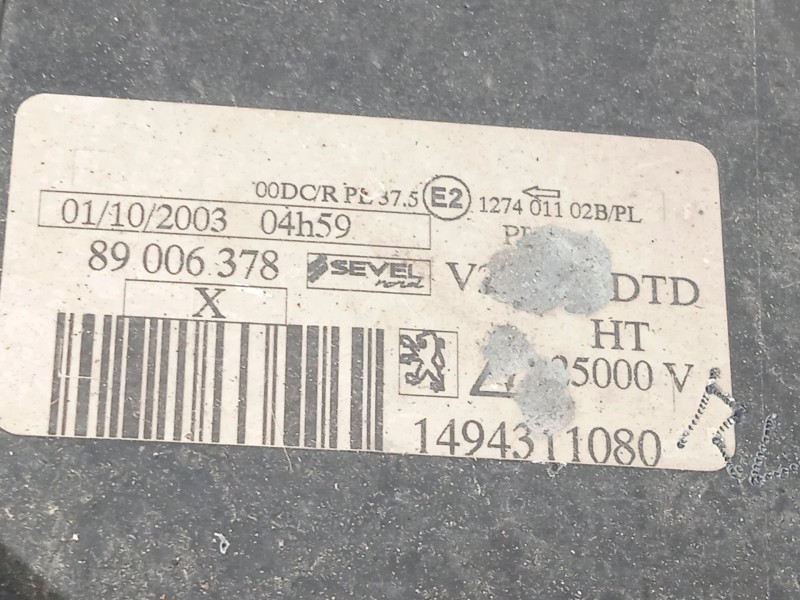 Recambio de faro derecho para peugeot 807 (eb_) 2.0 referencia OEM IAM 1494311080 6206F3 89006378
