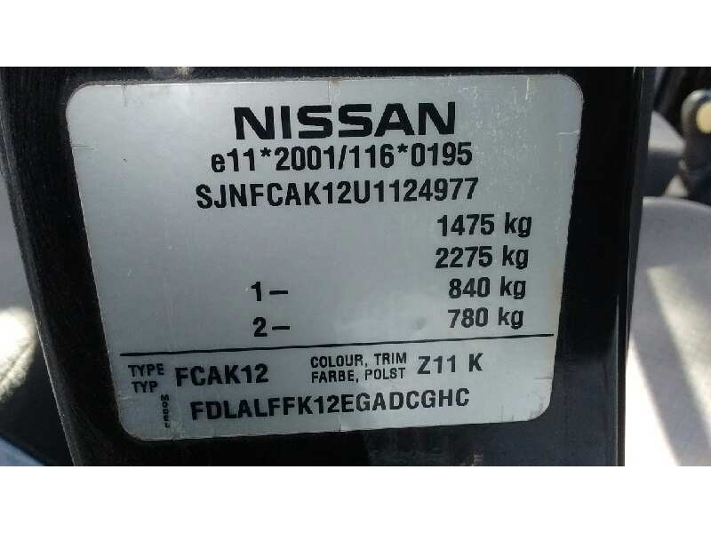 nissan micra (k12e) del año 2003