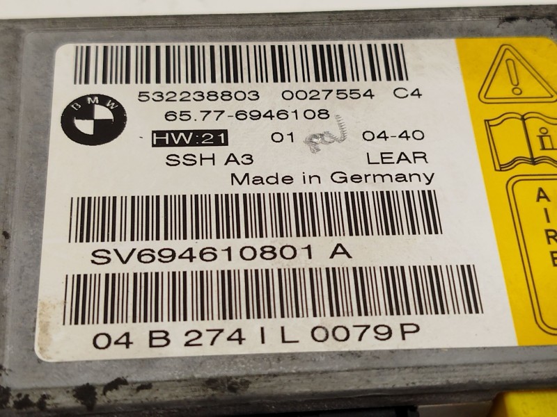 Recambio de centralita airbag para bmw 7 (e65, e66, e67) 740 d referencia OEM IAM 65776946108  