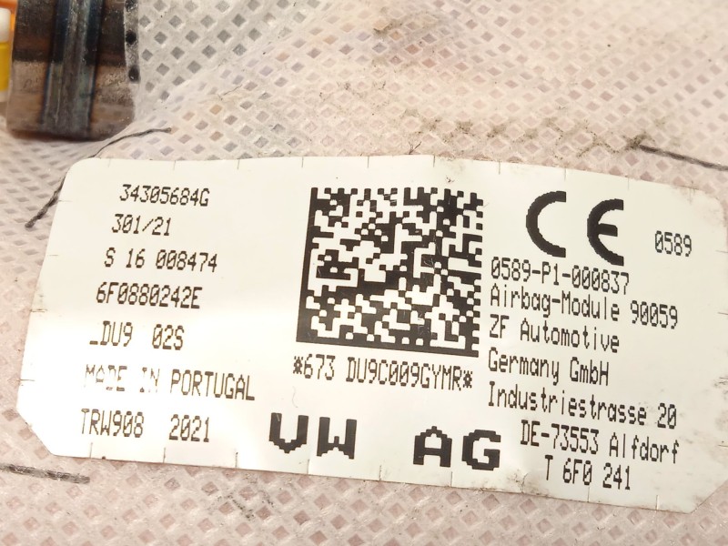 Recambio de airbag lateral delantero derecho para audi a1 sportback (gba) 30 tfsi referencia OEM IAM 6F0880242E  
