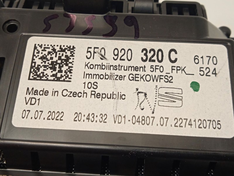 Recambio de cuadro instrumentos para seat ateca (kh7, khp) 1.0 tsi referencia OEM IAM 5F0920320C  