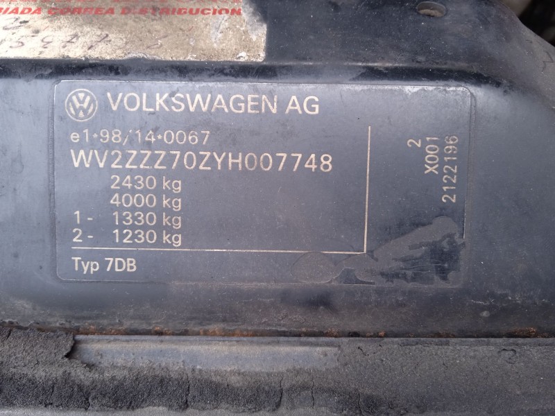 volkswagen transporter t4 furgoneta (70a, 70h, 7da, 7dh) del año 1999