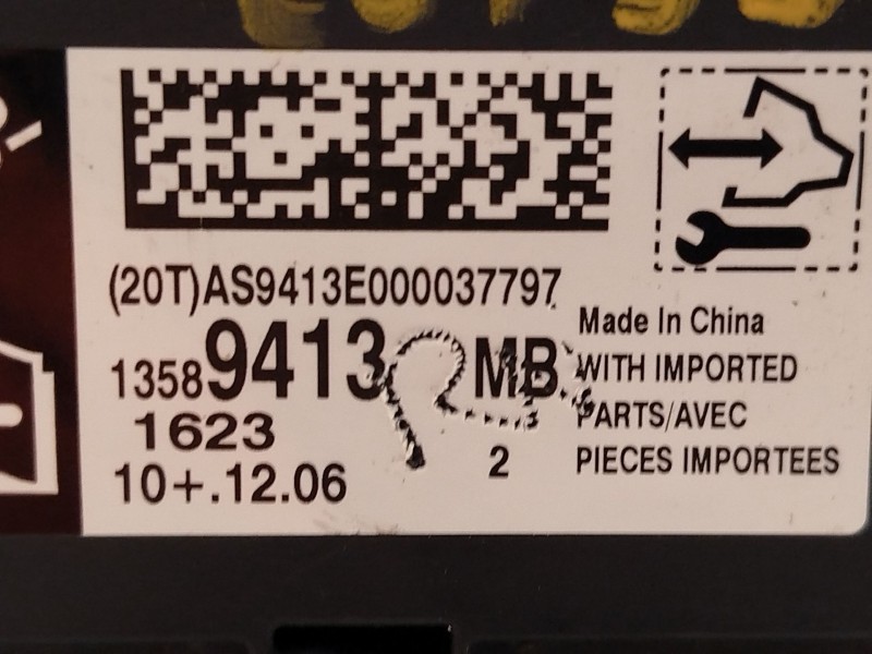 Recambio de centralita airbag para chevrolet cruze hatchback (j305) 1.6 referencia OEM IAM 13589413  