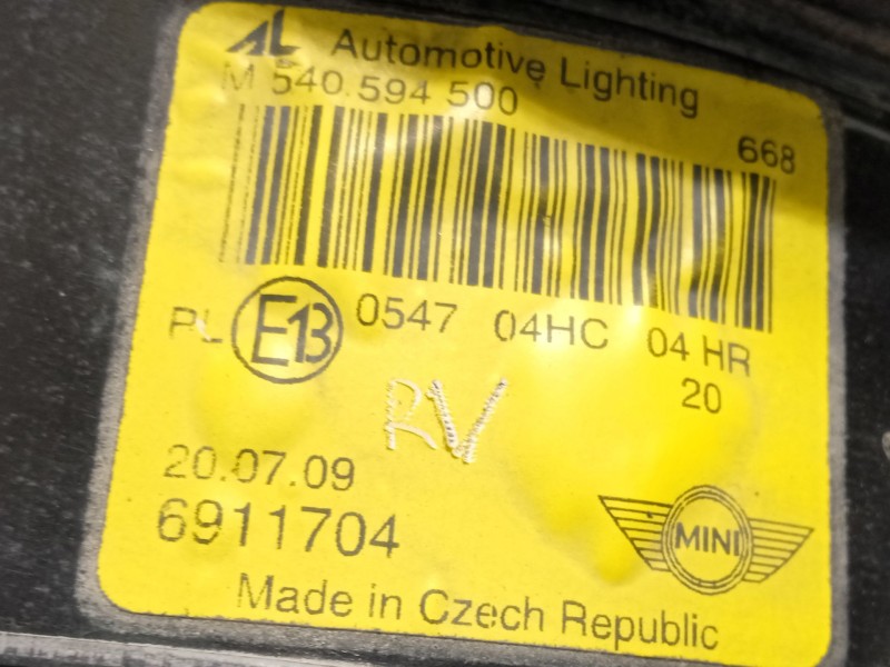 Recambio de faro derecho para mini mini (r50, r53) cooper referencia OEM IAM 63126911704 6911704 M540594500